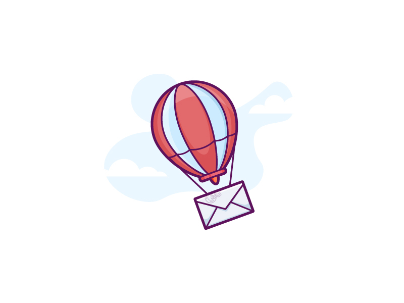 Email Sent balloon email flat-design hot-air-balloon icon illustration mail minimal retro sending simple transfer