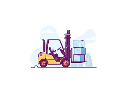 Jobs that pay more than you think 😮 boxes data driver export factory flat-design forklift illustration minimal retro transfer warehouse