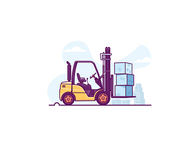 Jobs that pay more than you think 😮 boxes data driver export factory flat design forklift illustration minimal retro transfer warehouse