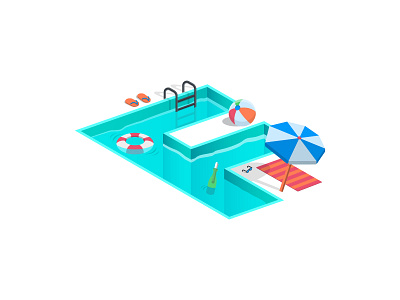 Data Pool data data pool flat design help illustration isometric message pool simple summer sun umbrella