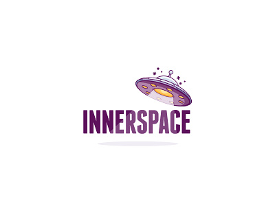 Innerspace Logo alien flat-design illustration logo logo-design mark minimal rocket rocket logo space space age spaceman starship