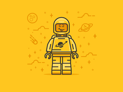 Mellow Lego astronaut bold character flat flat design icon illustration lego minimal retro space stars symbol