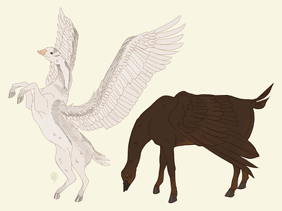 Geese Pegasus cartoon illustration concept art illustration