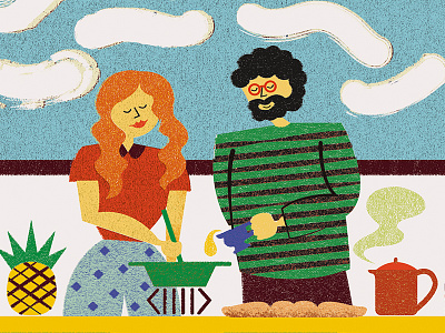 Couple cooking cooking couple home illustration