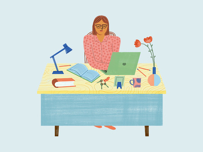Women at Work for Bustle.com color editorial illustration handmade illustration lifestyle paiting woman