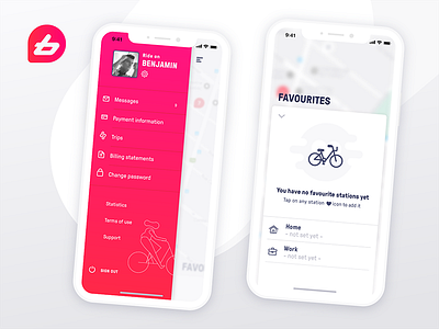 Bike Sharing App Concept - BIXI like empty state iphone x product design side menu ui ux