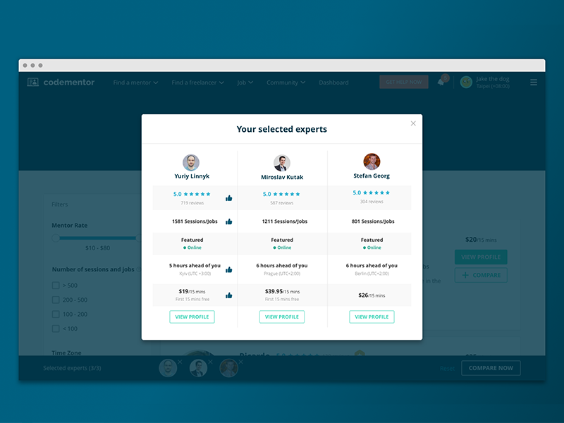 New feature for finding a mentor! find comparison expert mentorship live help community coding mentor developer codementor