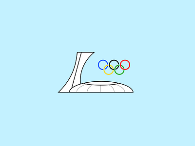 stade olympique design flat icon logo minimal montreal olympic olympics quebec stadium