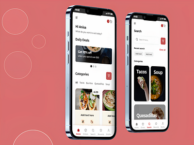 Online food ordering app branding hi fi mockup ui ux