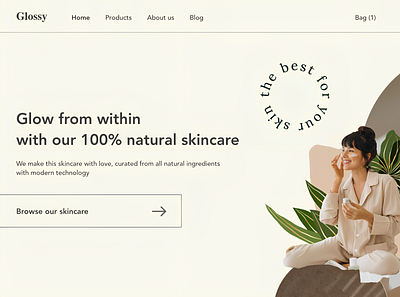 Website for a skincare company branding design mockup ui ux