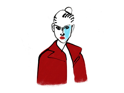 A lady in a red coat beauty design drawing editorial fashion illustration lady magazine red woman