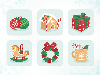 Illustrated Christmas Icons 2d illustration desin graphic design illustration ui vector