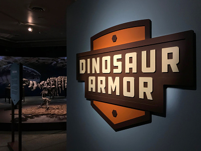 Dinosaur Armor Exhibit Logo Installation armor armour badge dinosaur exhibit industrial logo museum pittsburgh vintage