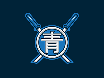 Team Blue logo samurai swords