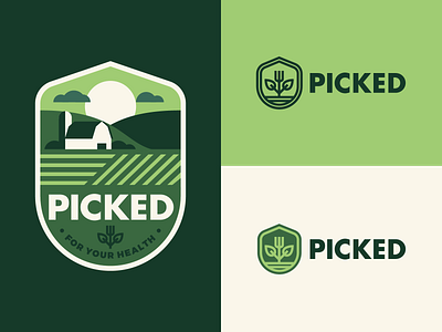 Picked badge farm fork health logo plant