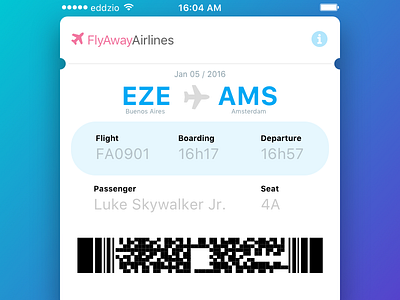 Boarding Pass blue boarding pass ios qr code ticket