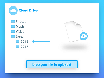 File Upload Interface blue cloud drag and drop file tree file upload ui