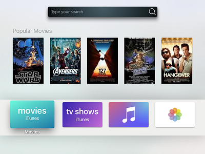 TV 3d apple tv mockup search search bar shadows tv user experience user interface ux