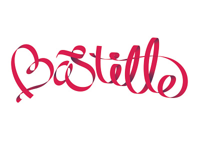 Bastille Day hand drawn ribbon typography