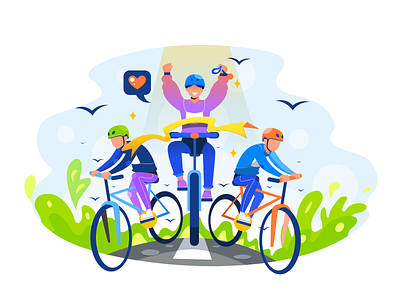 Biking Champion bike biking branding champion character design flat illustration illustration landing riding vector web