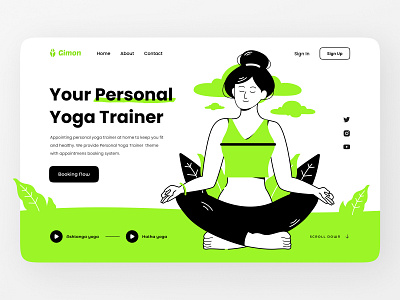 Personal Yoga Trainer branding character design flat illustration graphic design health illustration landing logo mental health ui web yoga