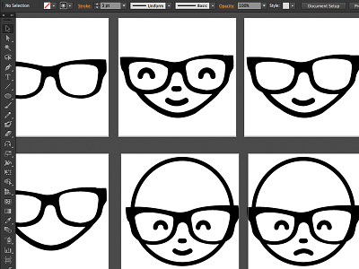 Working out some new emoticons emoticon geek glasses illustration smiley