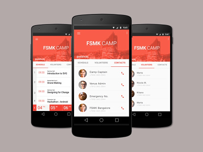 Event App UI in Material Design android contacts event list material design mobile mockup schedule ui
