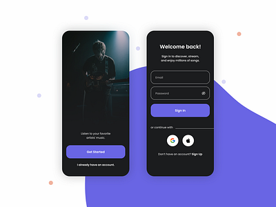 Onboarding UI for music app #1