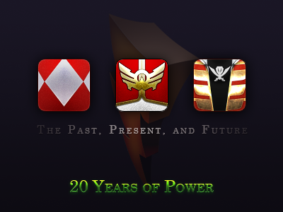 20 Years of Power avatars gold icons metallic powerrangers spandex suits textures