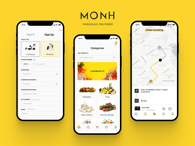 MONH - groceries delivery app app delivery design