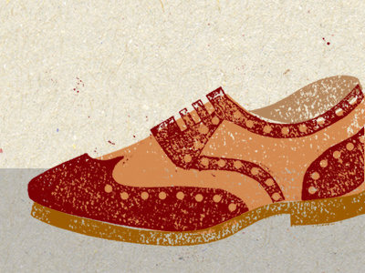 Brouge block print blockprint brouge illustration ink misregistered print shoe shoes texture