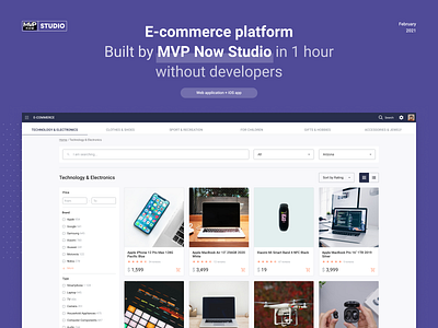 E-commerce MVP design e commerce ios app low code development mobile app mvp no code startup ui ux user interface web app web development webdesign
