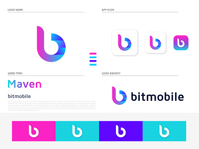 bitmobile logo design - b letter modern logo for branding