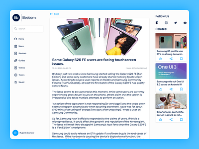 Beebom website - article design reviews tech news user experience user interface website design