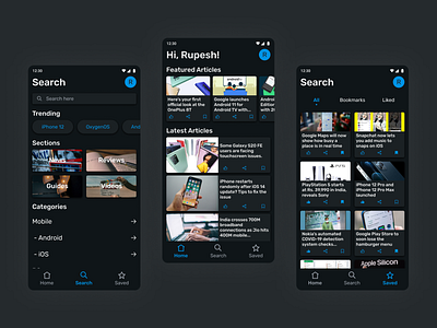 Beebom app (dark mode) app design dark mode design reviews tech news user experience user interface