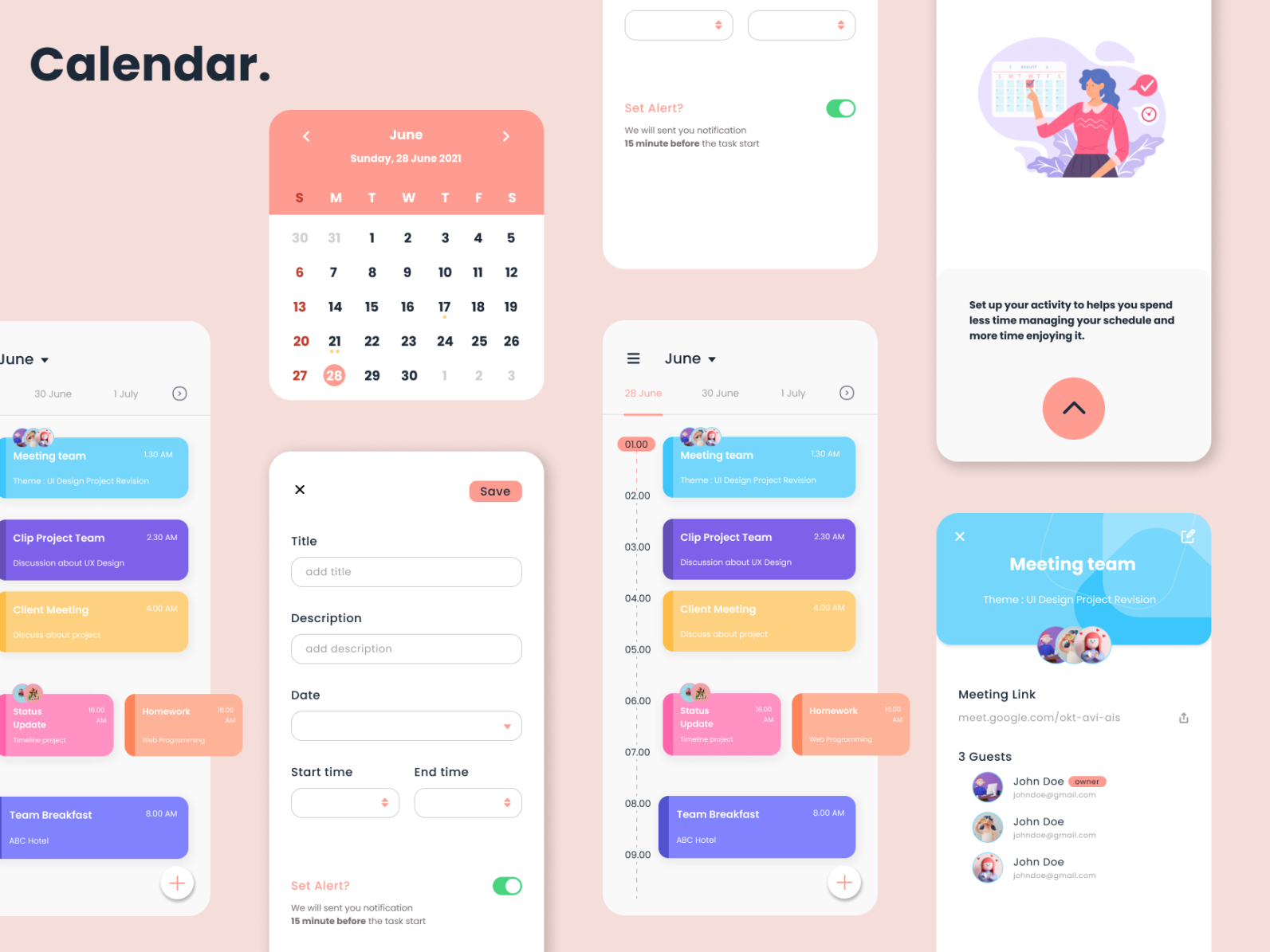 UI Design Calendar App by Oktavia Isnania on Dribbble