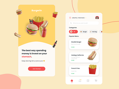 UI Design - Burgerin app design figma food home onboarding ui