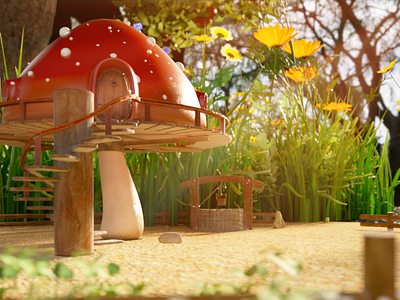 Mushroom House 3d design graphic design