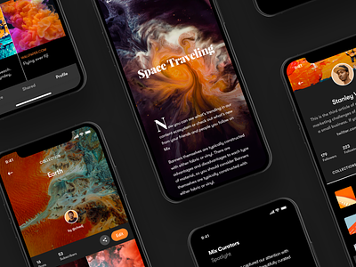 Mix - More exploration app article blog collection design ios iphone news feed newsfeed orange profile profile card sketch ui uiux