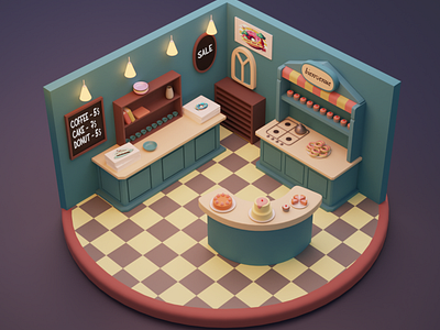 CUTE PASTRY SHOP ISOMETRIC 3D