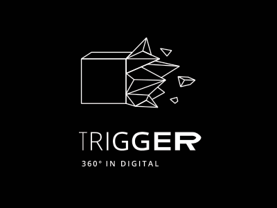 TRIGGER Logo black cube logo logotype white