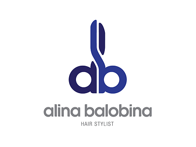 Alina Balobina Hair Stylist Logotype ab logotype scissors