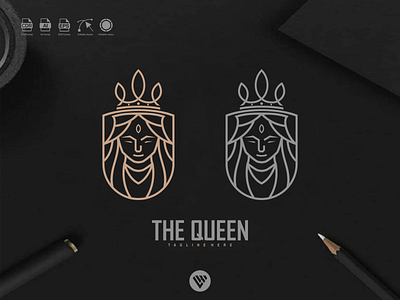 THE QUEEN LOGO app branding design icon illustration logo queen typography ui ux vector