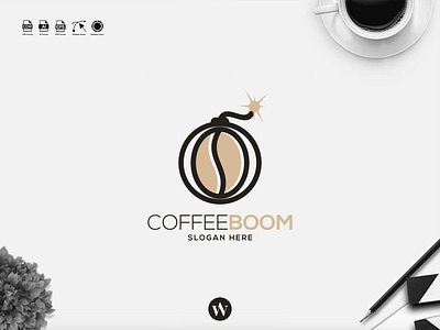 CoffeeBoom Logo app boom branding coffee design icon illustration logo typography ui ux vector