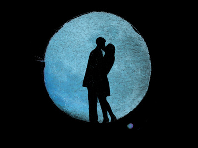 Kiss illustration kiss love moon