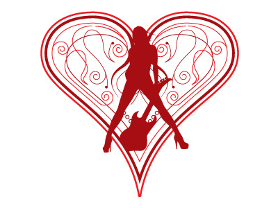 Heart girl heart illustration logo pinstripe