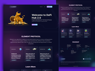 DEFI hub 2.0 coin crypto cryptodefi defi element figmadesign landing page programmablemoney