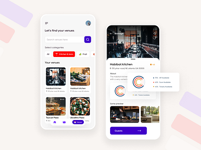 Restaurant Venues booking app booking figma figmadesign firstdesign food habitat habitatkitchen kitchen onlinebook onlinebookvenue restaurant restaurantapp ui uiux vanues venue venuebook