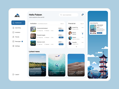 Travel and Tour Dashboard dashboard destination figmadesign graphic design tour travel traveling trip tripadvisor ui uiux upcomingtrip