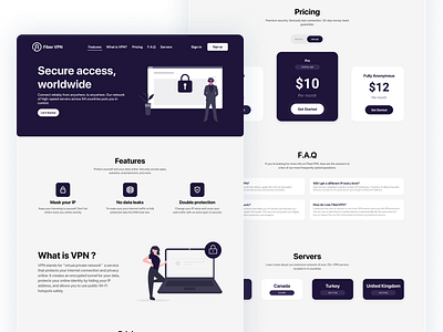Landing Page: FiberVPN app application design fiber interface interface design landing landing page landing page design pricing privacy private product screen security ui uiux ux vpn web